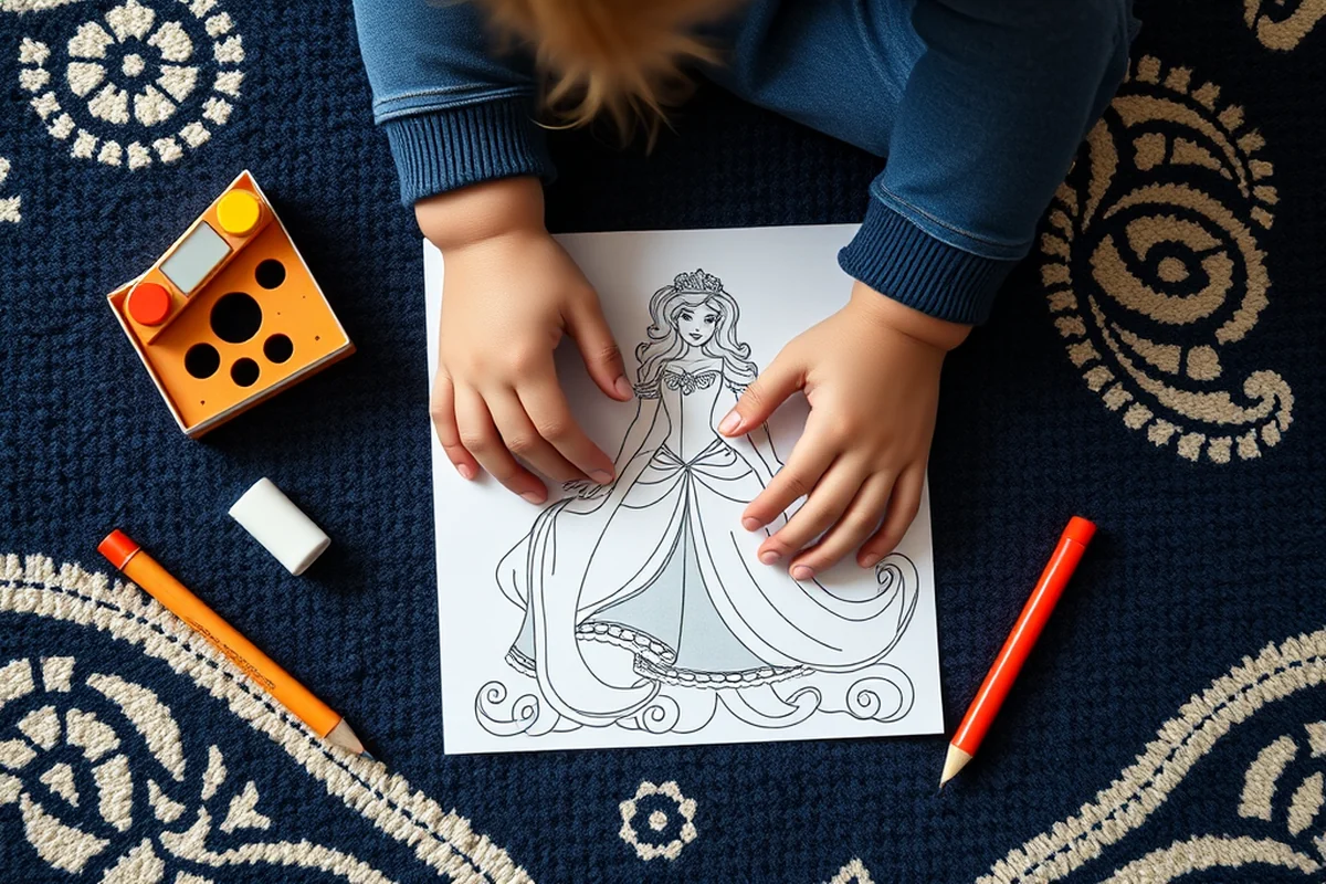 a princess coloring page — A Princess Coloring Page (the finished result)