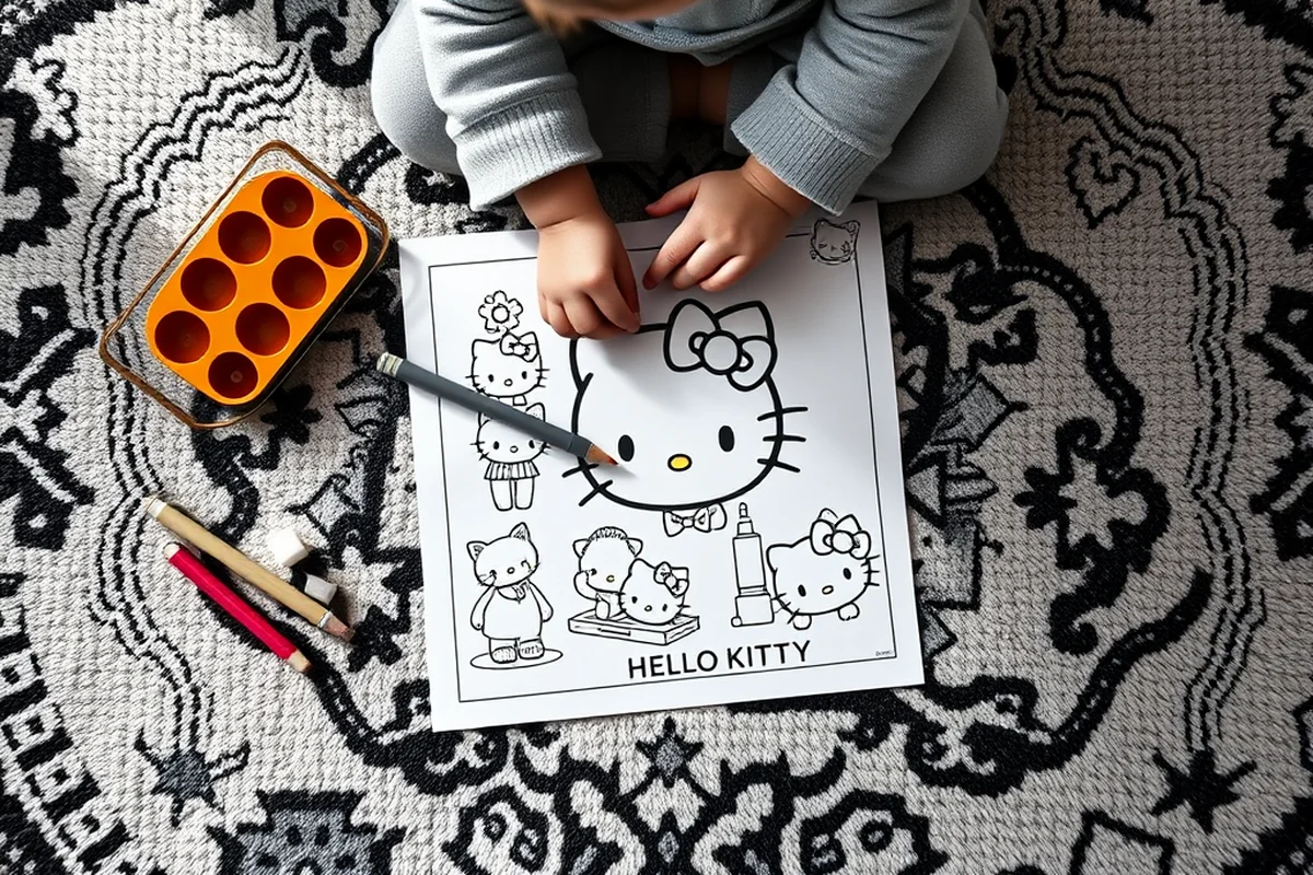 hello kitty coloring pages — Hello Kitty Coloring Pages (the finished result)