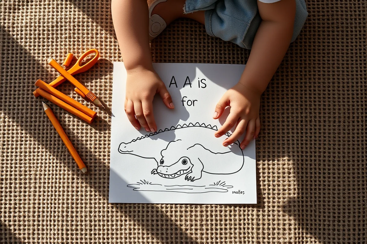 a is for alligator coloring page — A Is For Alligator Coloring Page (the finished result)