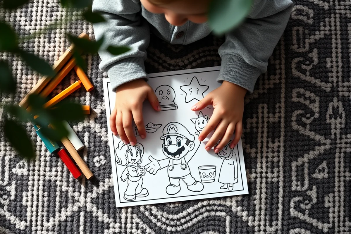 mario coloring pages β Mario Coloring Pages (the finished result)